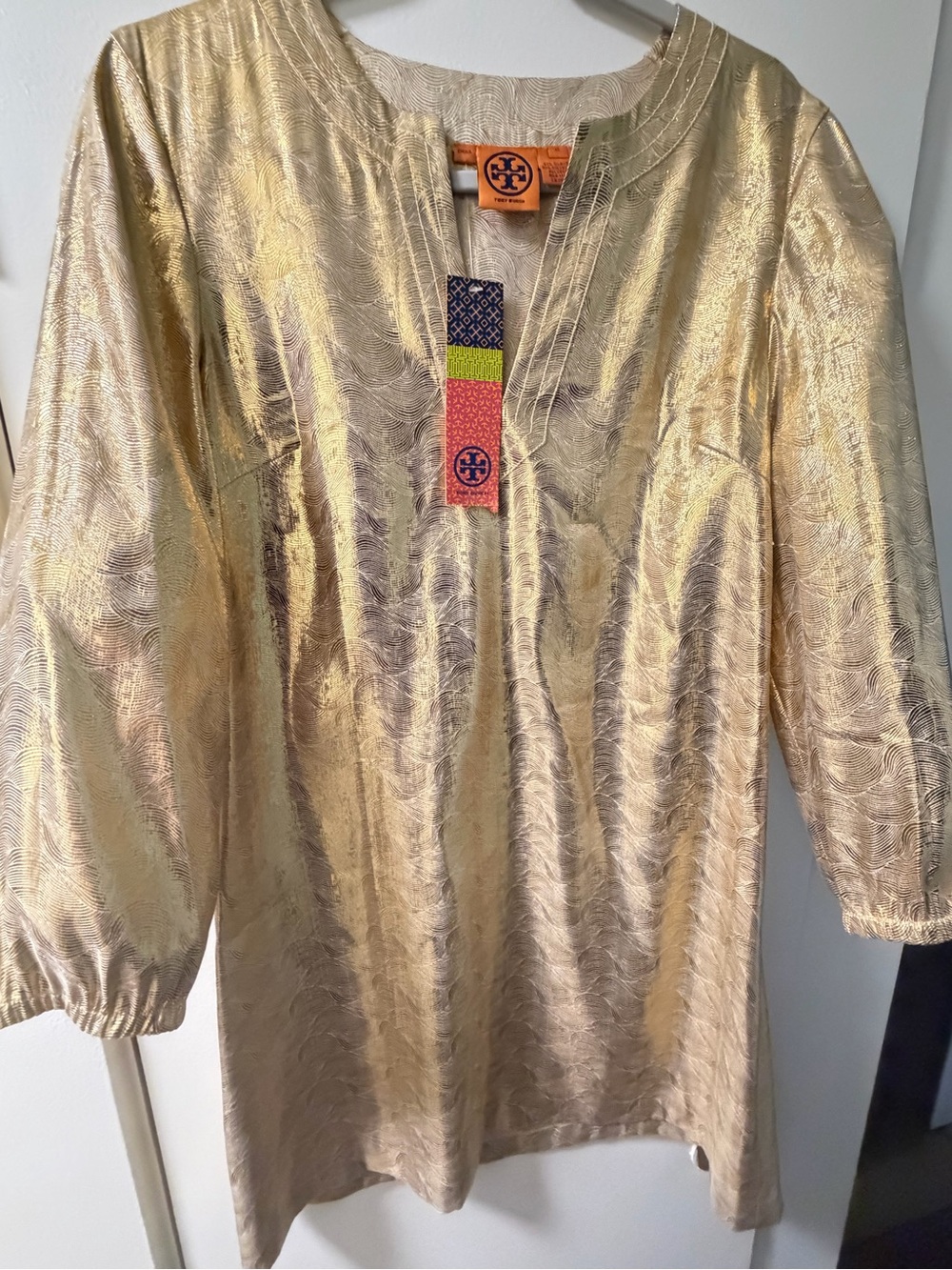 Tory Burch Metallic Gold Mini Dress